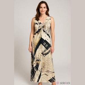 NU Denmark city print abstract maxi dress size M